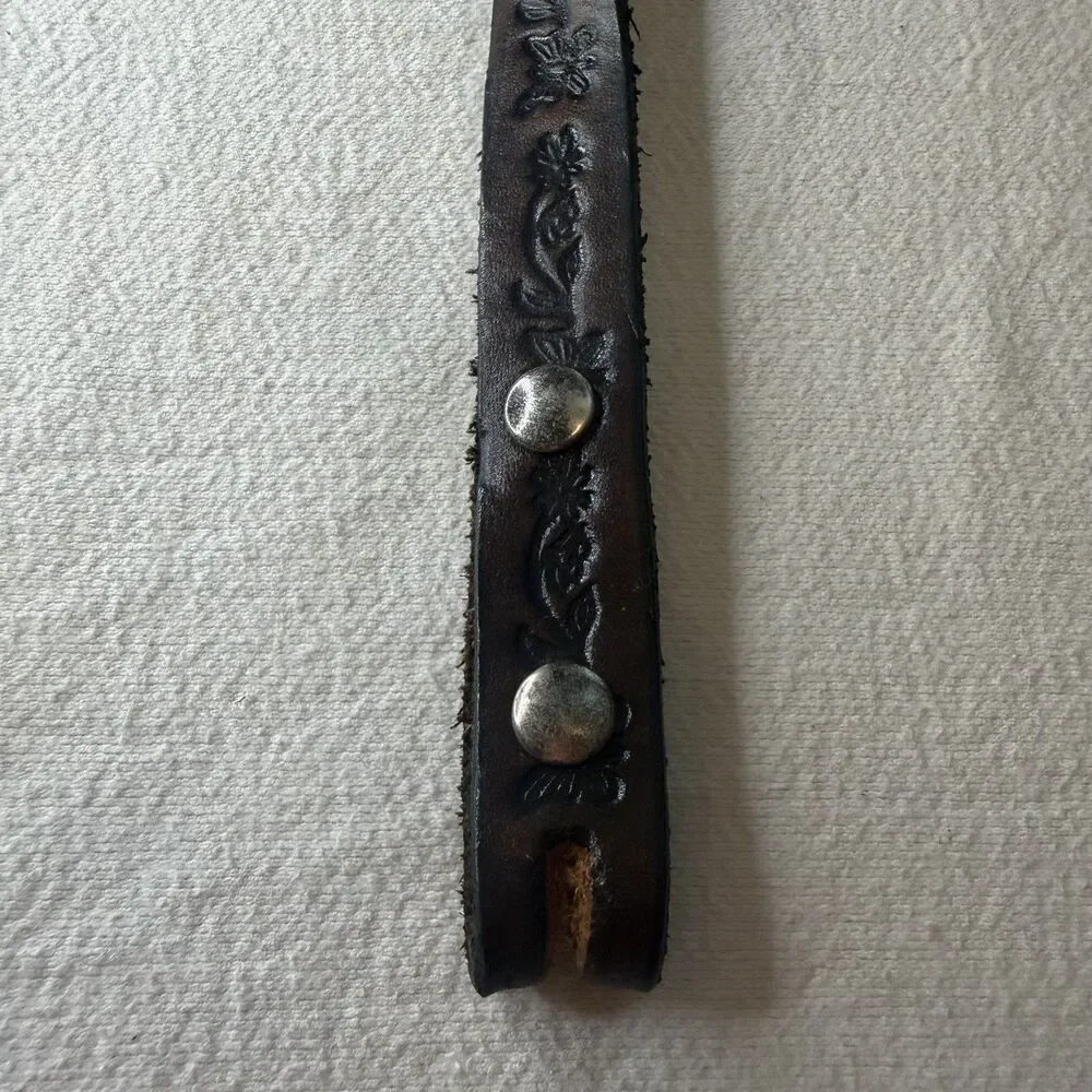 Leather Hand Tooled Western Name JOY Belt Hippie Cowgirl Size Small 1”W x 39” L